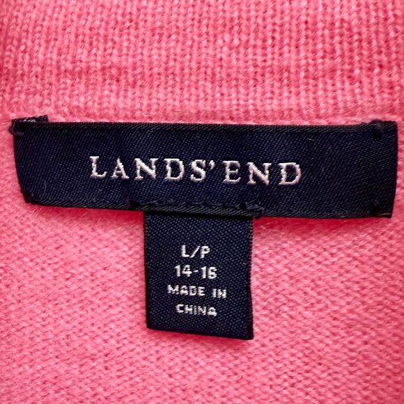 Lands End 100% Cashmere Turtleneck Sweater in Pink Size Large Petite - Picture 6 of 8